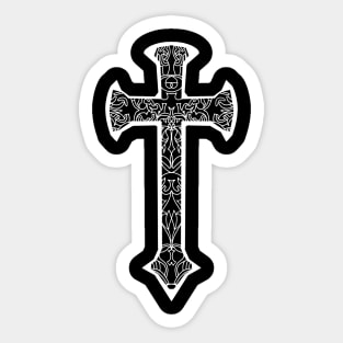 White colored cross design with intricate Celtics work Sticker
